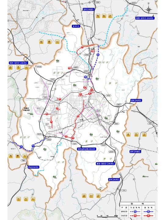 대전시 광역 및 간선도로망 계획 종합 (중기 2020년)
