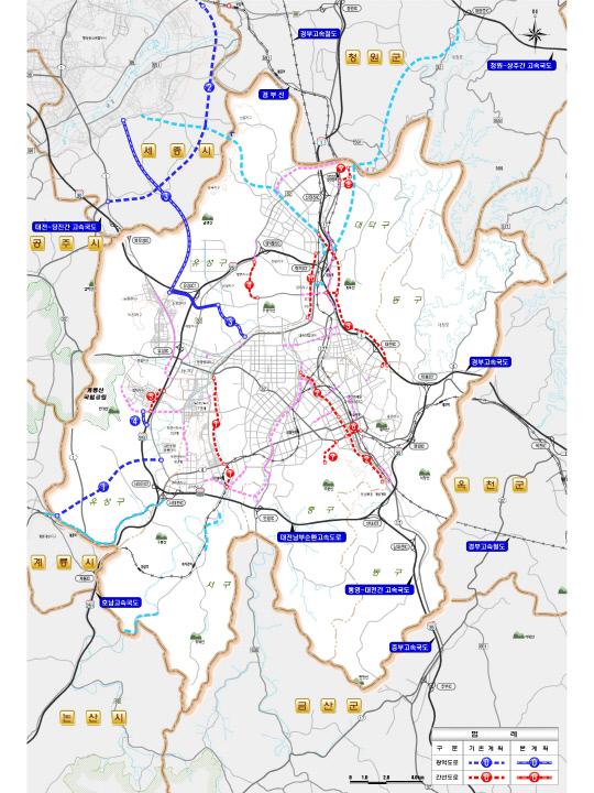 대전시 광역 및 간선도로망 계획 종합 (장기 2030년)
