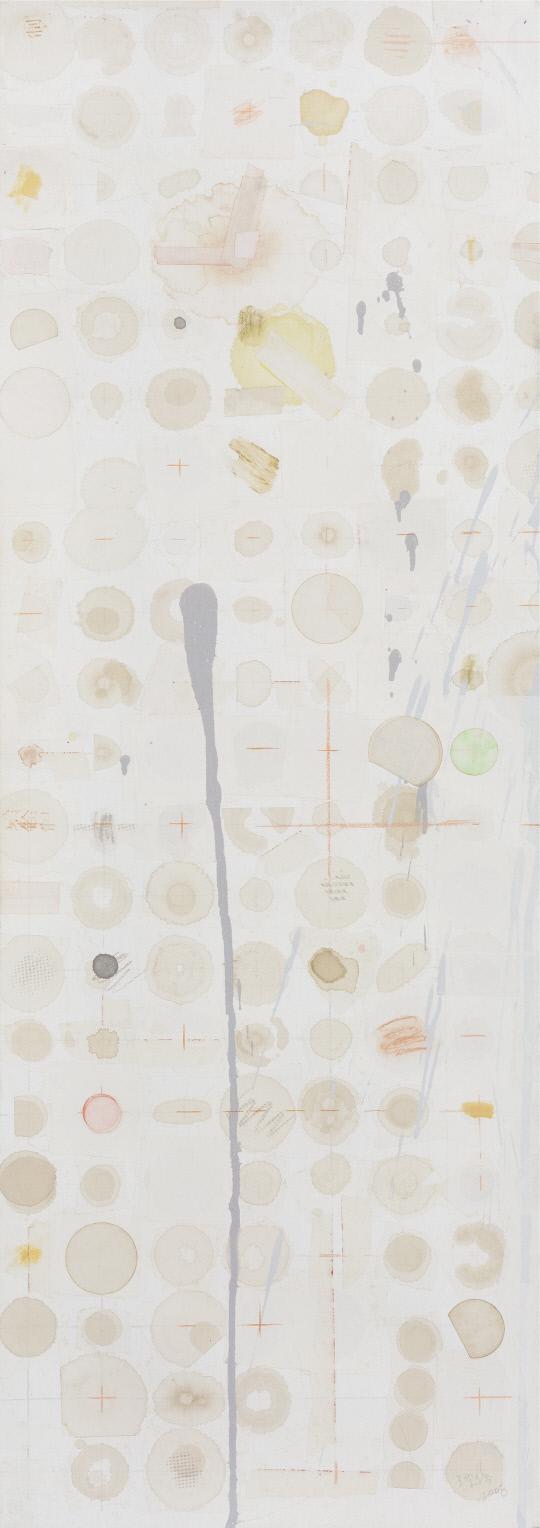 량췐, 차의 바다, 2008-1, 종이에 먹, 찻물, 콜라주, 128×44.5cm
