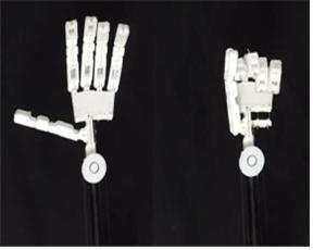 인공근육으로 작동하는 손 골격. 사진=과학기술정보통신부 제공
