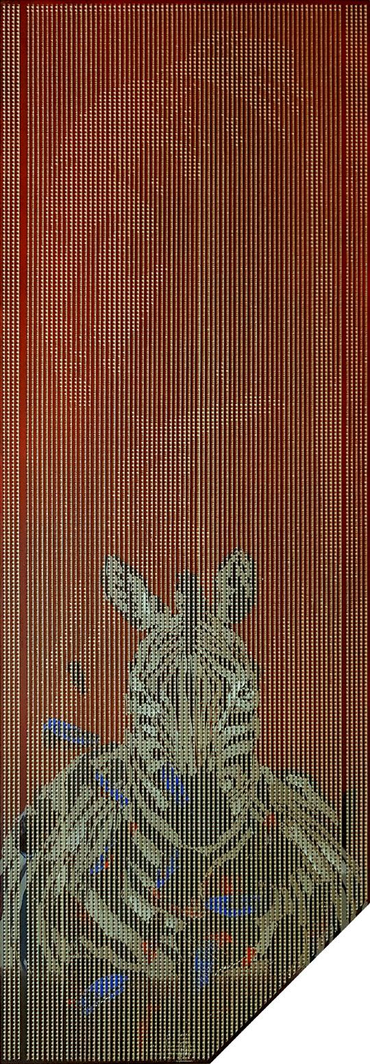 구인성, a chance encounter(진주귀걸이 소녀) 190x66.3cm painting + cutting on the corrugated cardboard  imprint 2017,
