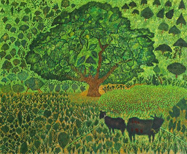 우평남 나무마을 2014, 72.7x90.9cm, oil on canvas
