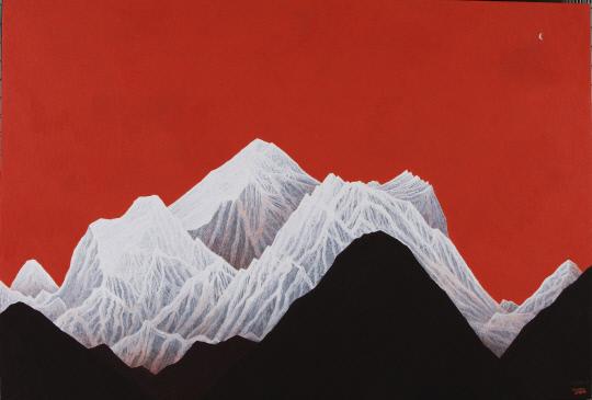 강찬모, 성모의 산, 130×194cm, 한지에 전통채색 2016

