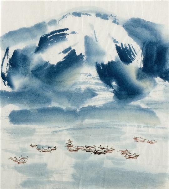 이응노, 마르코 폴로, 동방견문록, 1980, 한지에 수묵담채, 17.5×15.5 cm, 이응노미술관 소장
