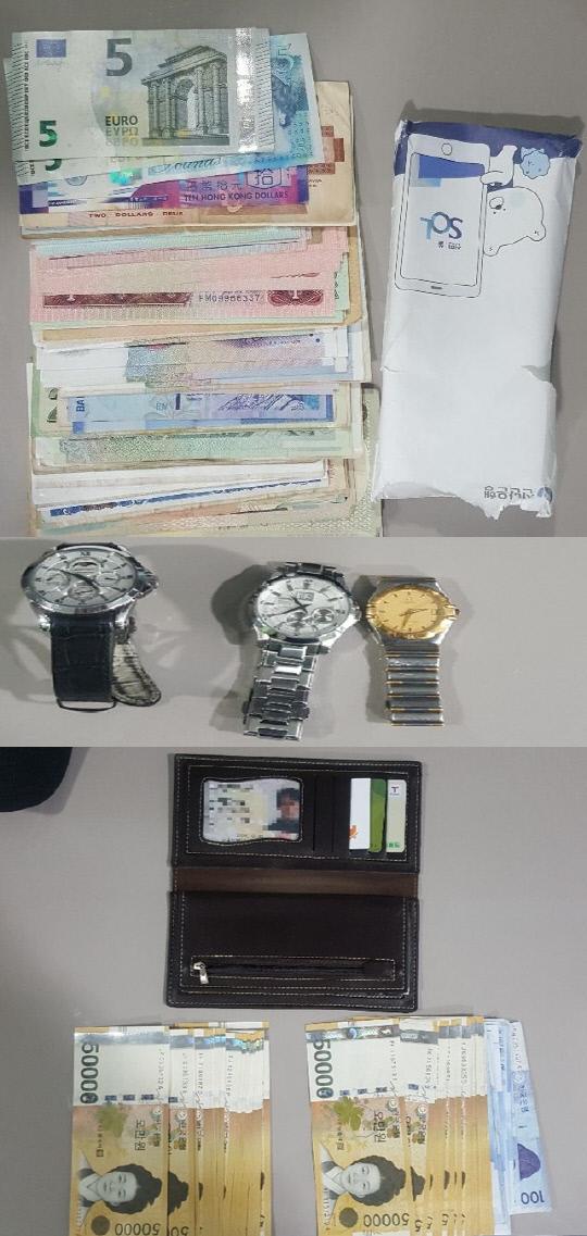 전국을 돌며 억대의 금품을 훔친 일당이 경찰에 붙잡혔다. 사진은 검거된 A씨 일당이 훔친 금품들. 사진=대전 유성경찰서 제공
