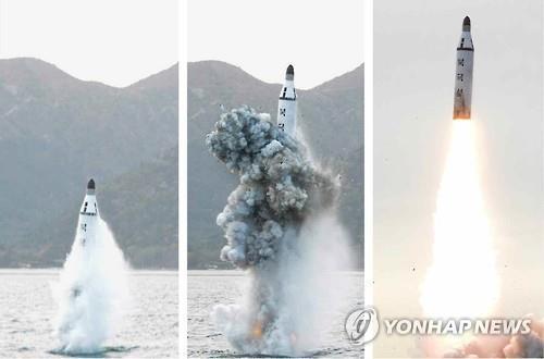 북한, 북극성-1형 시험발사 모습 [연합뉴스]