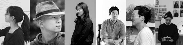 왼쪽부터 김영웅, 손민광, 이지혜, 백요섭, 김태훈, 카일킴 작가. 사진=이응노미술관 제공