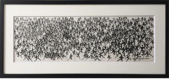 이응노 作 군상, 1985년, 한지에 수묵, 21,5x81cm
