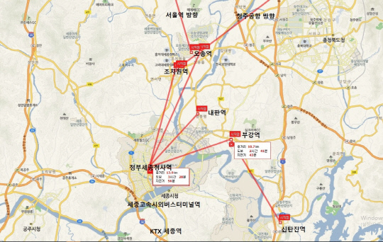 서울과 세종을 잇는 ITX 세종역 후보지로 거론된 경부선 주요 역.
