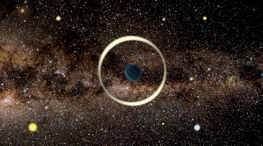 미시중력렌즈 방법으로 발견한 나홀로 행성의 상상도. 사진=한국천문연구원 제공
