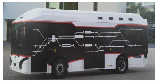 기존 대덕특구 순환버스 디자인. 대전시는 이 디자인에 과학도시 상징성을 더해 최종안을 완성할 방침이다. 사진=대전시 제공
