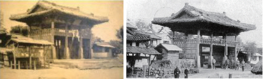 왼쪽은 조선시대 말 천안군 관아 모습. 오른쪽은 1910년대 헌병분견대 사용 시로 추정되는 천안군 관아 모습. 사진=천안시 제공
