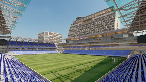 일본 나가사키 스타디움에는 J리그2 V-파렌이 홈 구장으로 사용하고 있는 가운데, 오는 2024년 2월까지 270객실 규모의 호텔과 상업 시설이 들어설 예정이다. 사진=StadiumDB 제공 
