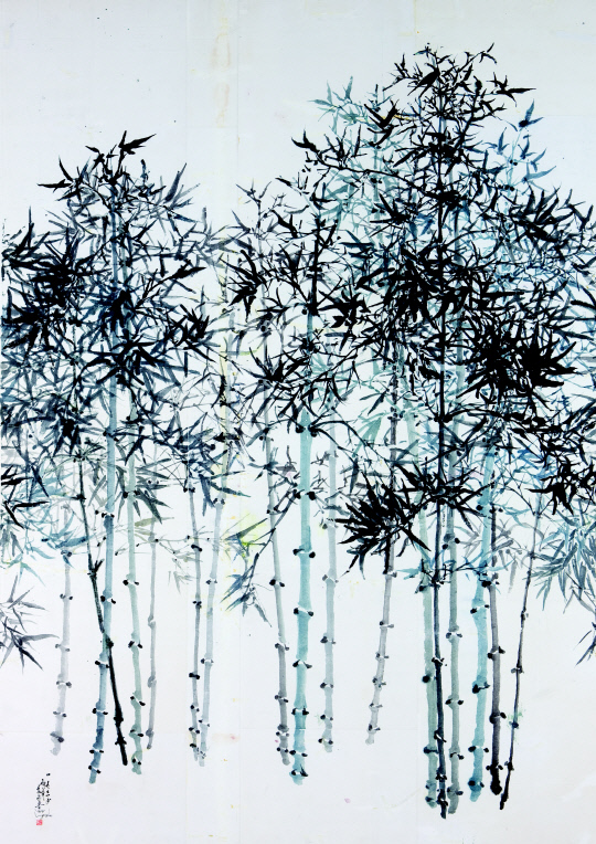 이응노(1971), `대나무`, 한지에 수묵담채, 291.5×205.5cm. 사진=이응노미술관 제공
