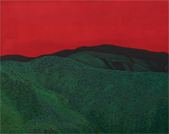 임규보(2018), `Mountain(Red, Green)`, 162.2x130.3cm, Oil on canvas. 사진=미룸갤러리 제공
