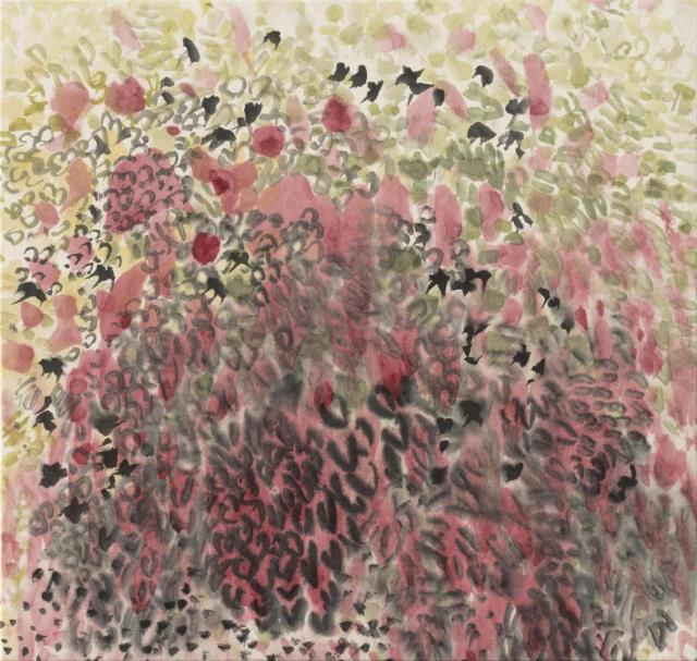 박인경(2020), `정원`, 40.8x41.5cm, 종이에 수묵채색
