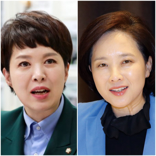 김은혜 국민의힘 의원(왼쪽), 유은혜 사회부총리 겸 교육부 장관.
