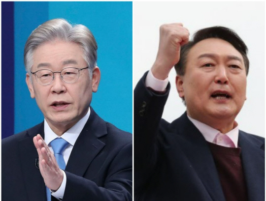 이재명 더불어민주당 대선 후보(왼쪽), 윤석열 국민의힘 대선 후보
