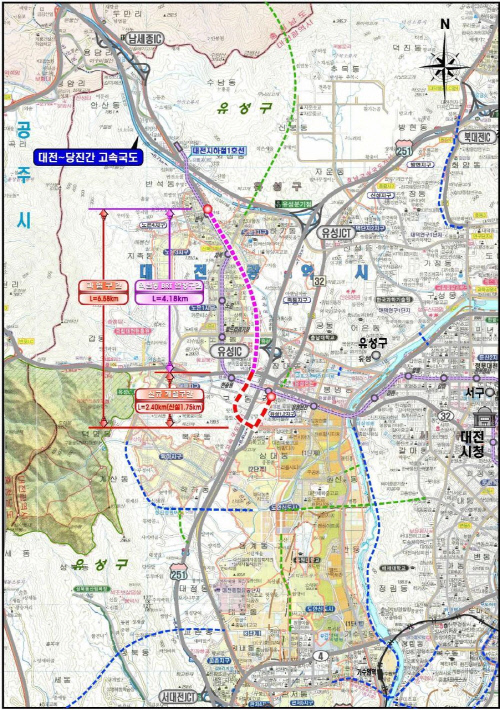 외삼-유성복합터미널 BRT연결도로 건설공사. 사진=대전시 제공