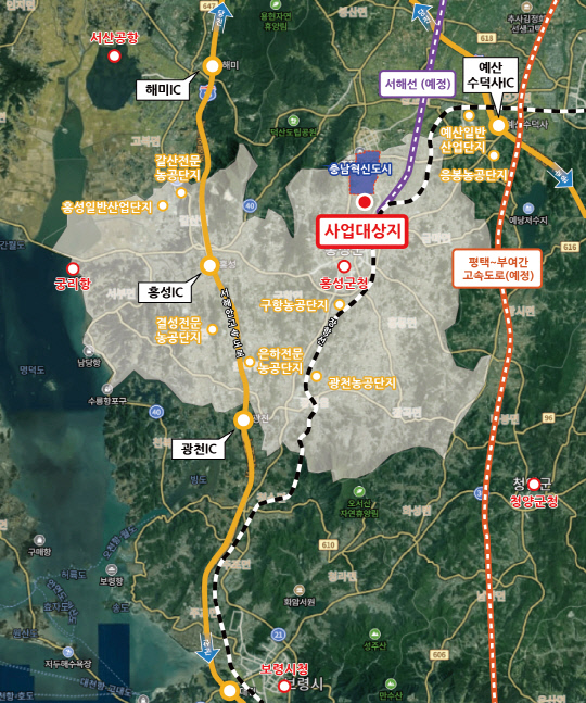 내포신도시 뉴그린 국가산업단 위치도사진=홍성군 제공