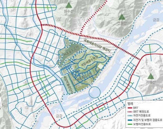 열린공간 주변 공간연계 현황. 자료=행복도시건설 개발계획 변경(안)
