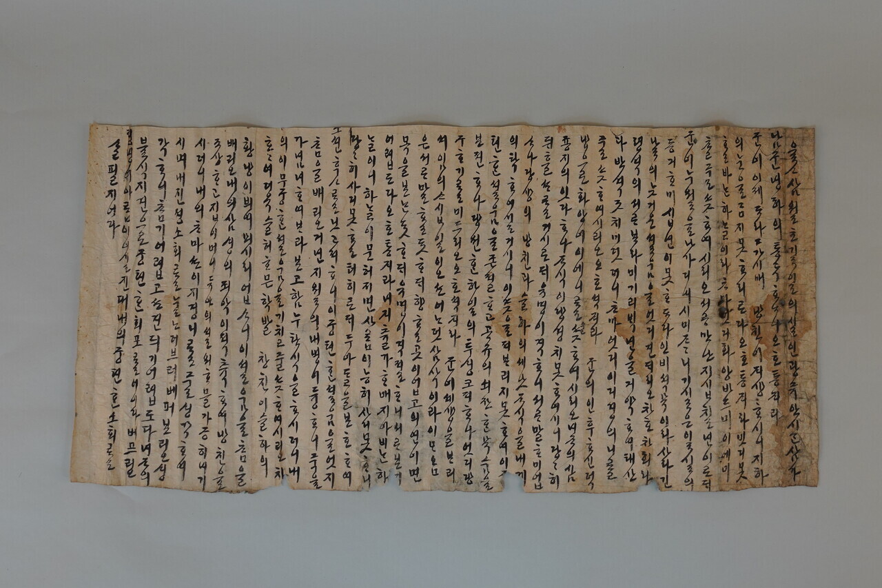 광주안씨의 친필 '제문'. 1785년 3월. 36.5㎝×75㎝. 남기옥씨 제공