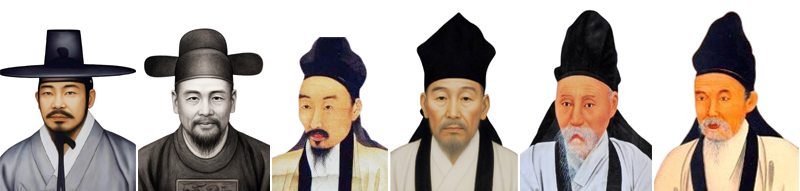 이춘영(왼쪽부터), 이강년, 서상렬 ,안승우, 이소응, 유인석