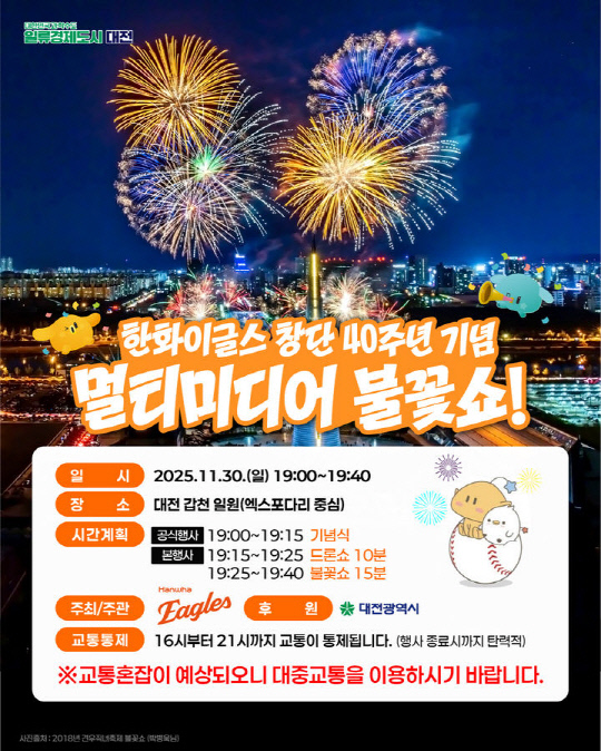 대전 한화 불꽃쇼 현장 이미지