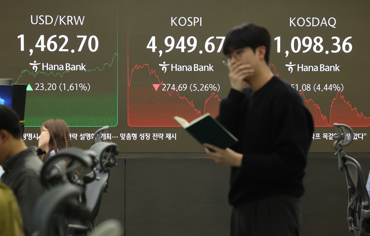 코스피 종가 5000 내줬다... '검은 월요일' 확정