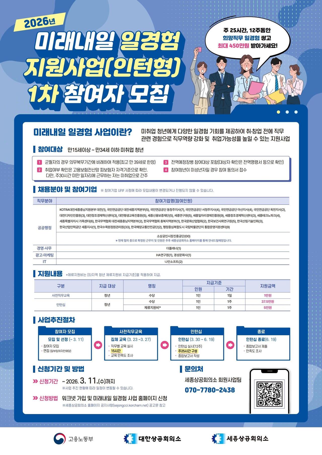 세종상의, '미래내일 일경험' 청년 인턴 모집 - 뉴스 썸네일 이미지